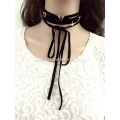 Multi-layer Wrapped Velvet Choker Heart charms Tie Necklace